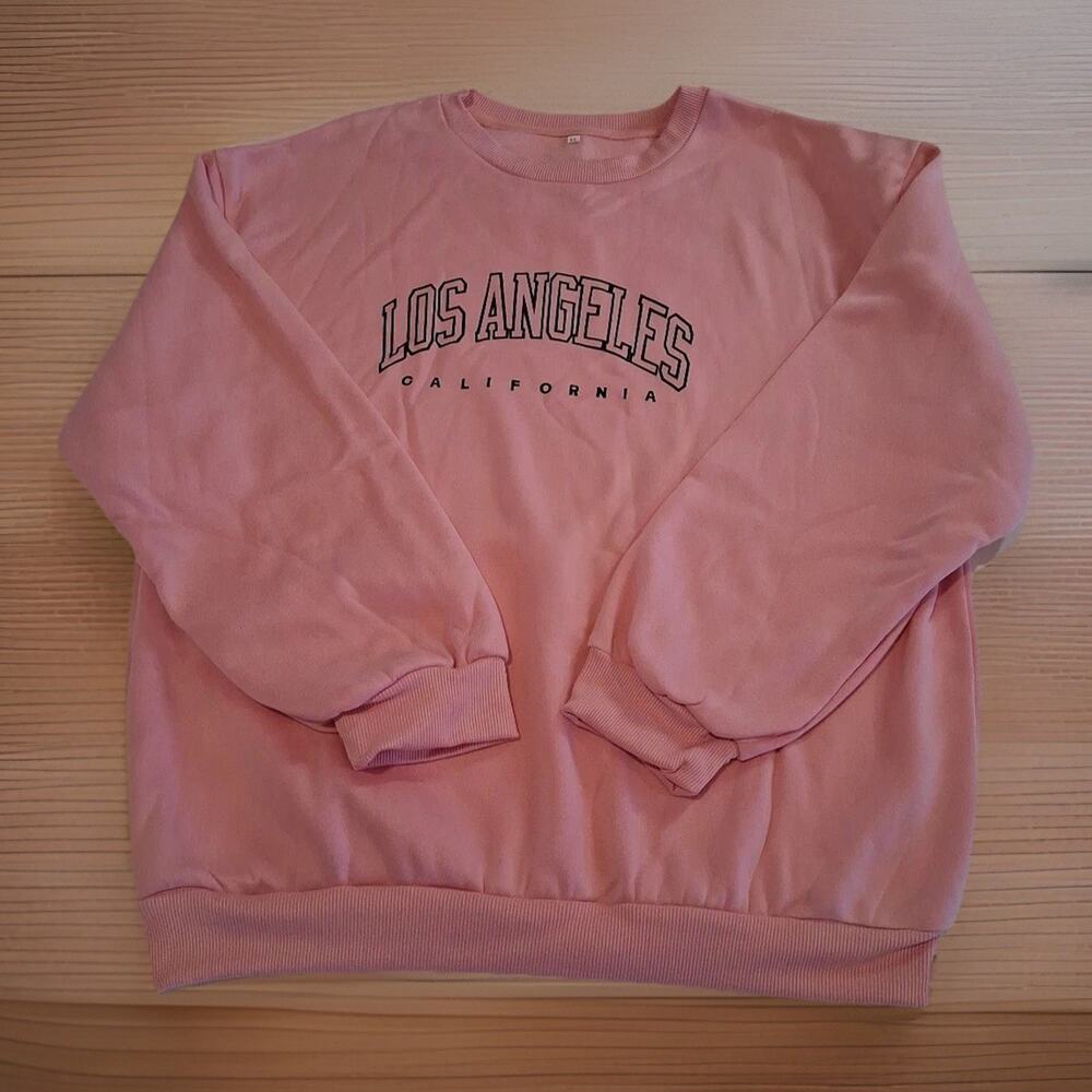 New Los Angeles California Pink Sweatshirt Women XL Crewneck Oversized Pullover